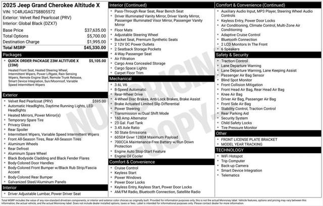 New 2025 Velvet Red Pearl-Coat Exterior Paint Jeep Altitude X image 21