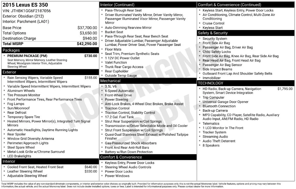 Used 2015 Black Lexus 350 image 6