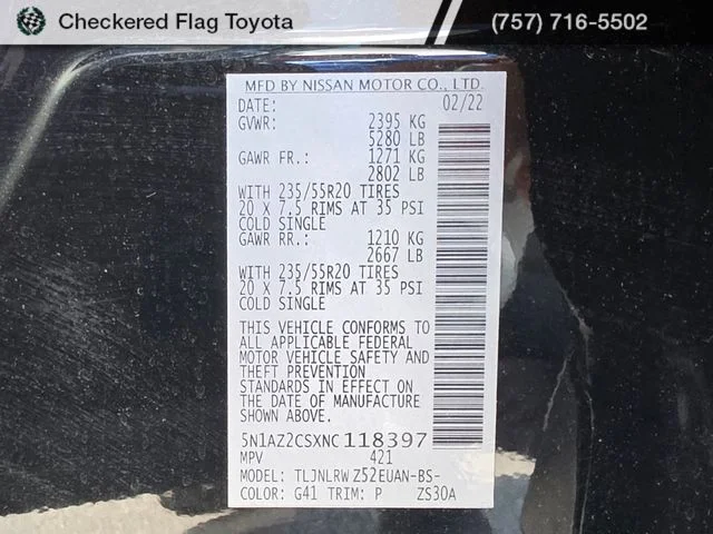Used 2022 Magnetic Black Pearl Nissan SL image 51