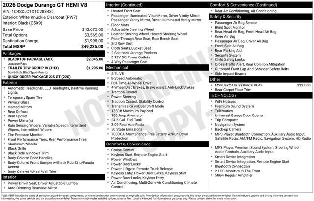New 2026 White Knuckle Clear-Coat Exterior Paint Dodge GT image 5