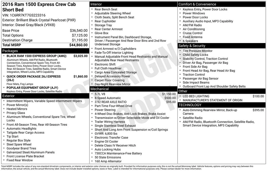 2016 RAM 1500 Express 4x4 Crew Cab 5'7's photo
