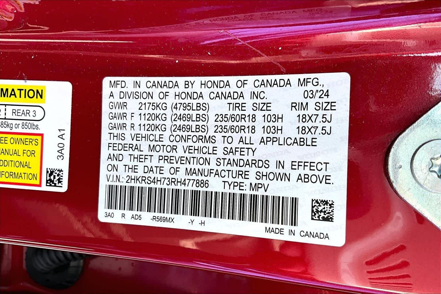Used 2024 Radiant Red Metallic Honda EX-L image 37