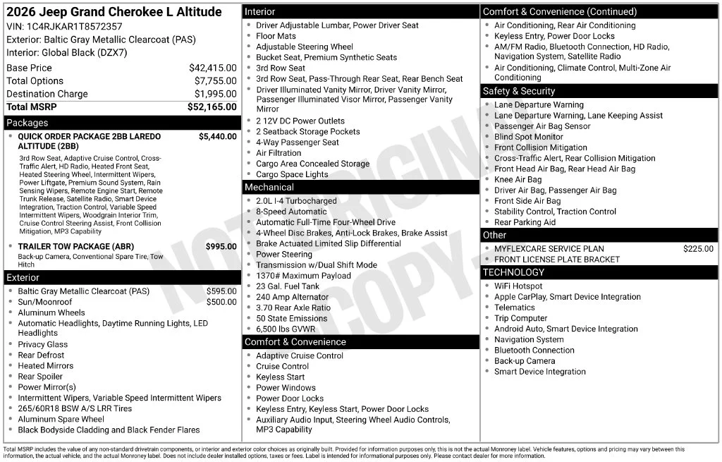 New 2026 Baltic Gray Metallic Clear-Coat Exterior Paint Jeep Altitude image 6