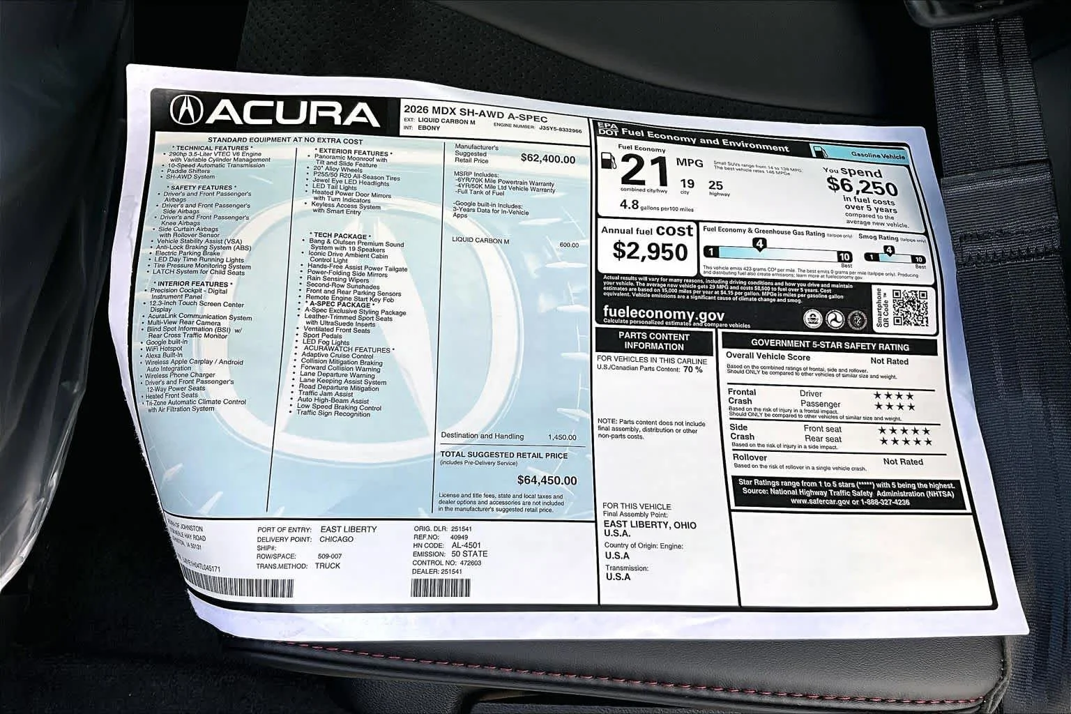 New 2026 Liquid Carbon Metallic Acura w/A-Spec Package image 22