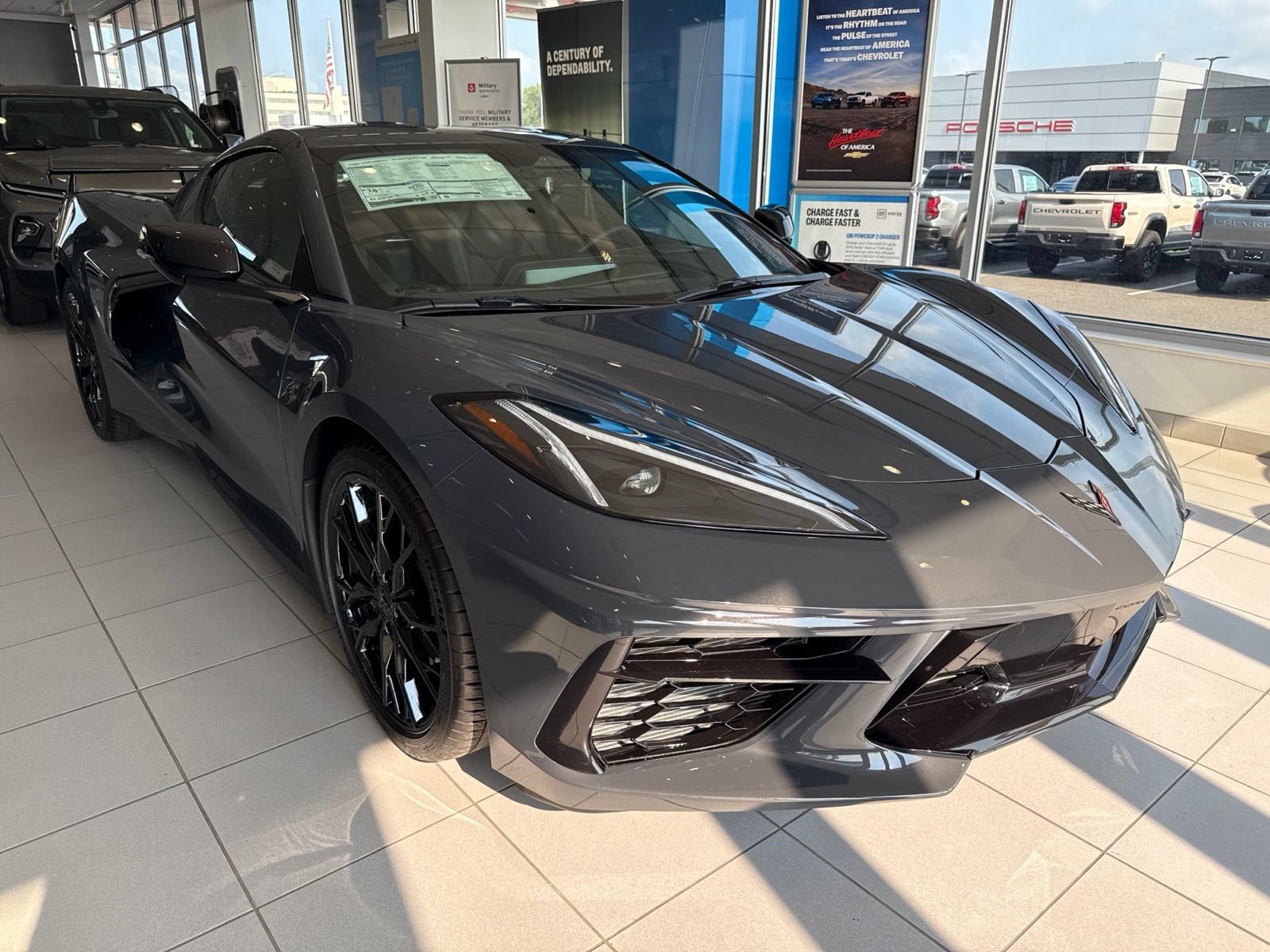 New 2027 Pitch Gray Metallic Chevrolet 1LT with Carbon Flash High Wing Spoiler - Gloss Black Wheels image 4