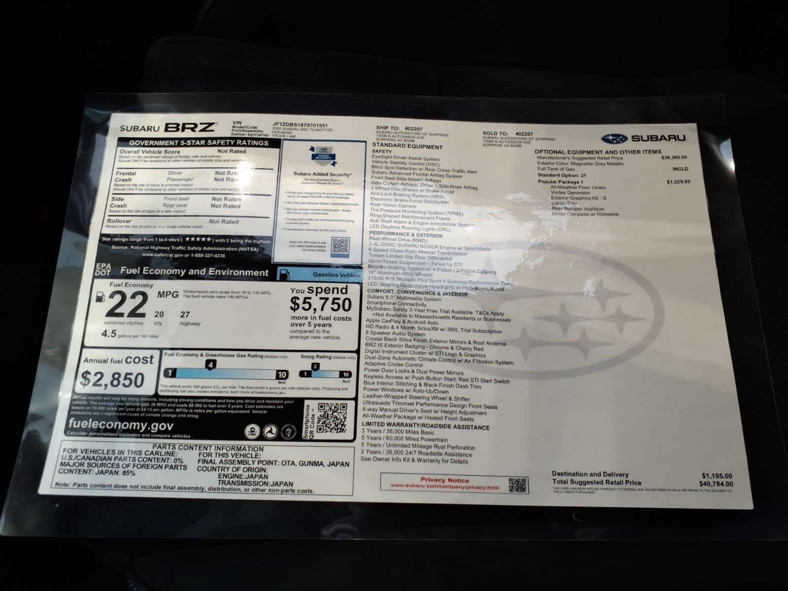 New 2026 MAGNETITE GRAY METALLIC Subaru tS image 40