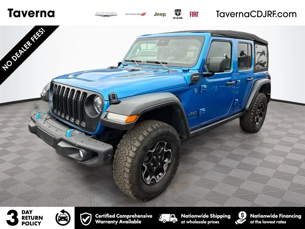 Used 2022 Blue Jeep Unlimited Rubicon 4xe image 1