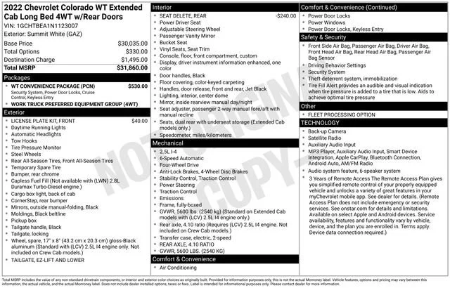 Used 2022 SUMMIT WHITE Chevrolet 4WD Work Truck image 7