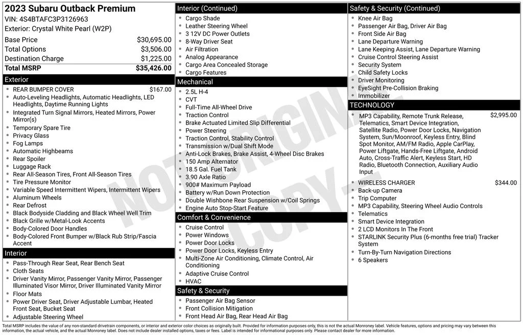 Used 2023 White Subaru Premium image 17