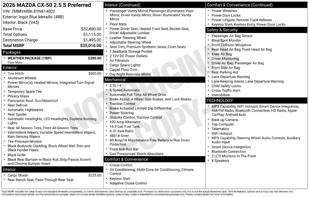 New 2026 Ingot Blue Metallic Mazda 2.5 S Preferred AWD image 3