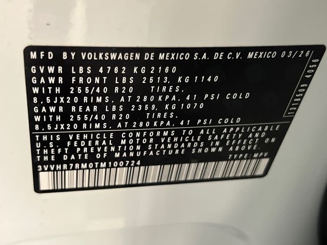 New 2026 White Volkswagen 2.0T SE R-Line Black image 22