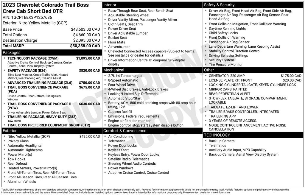 Used 2023 Yellow Chevrolet Trail Boss image 27