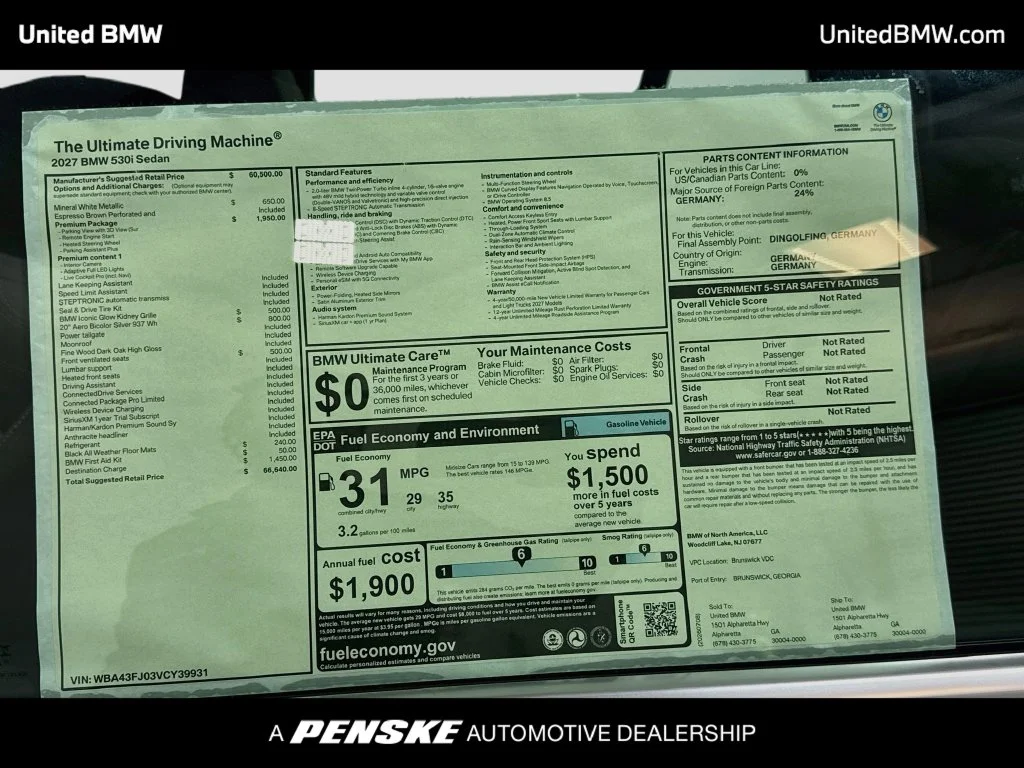 New 2027 Mineral White Metallic BMW 530i image 22