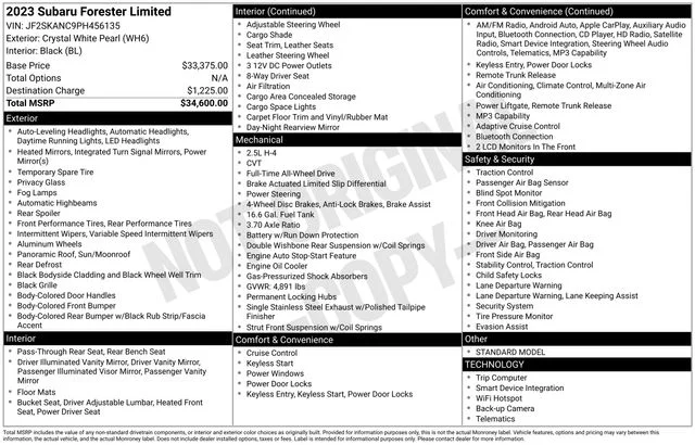 Used 2023 White Subaru Limited image 31