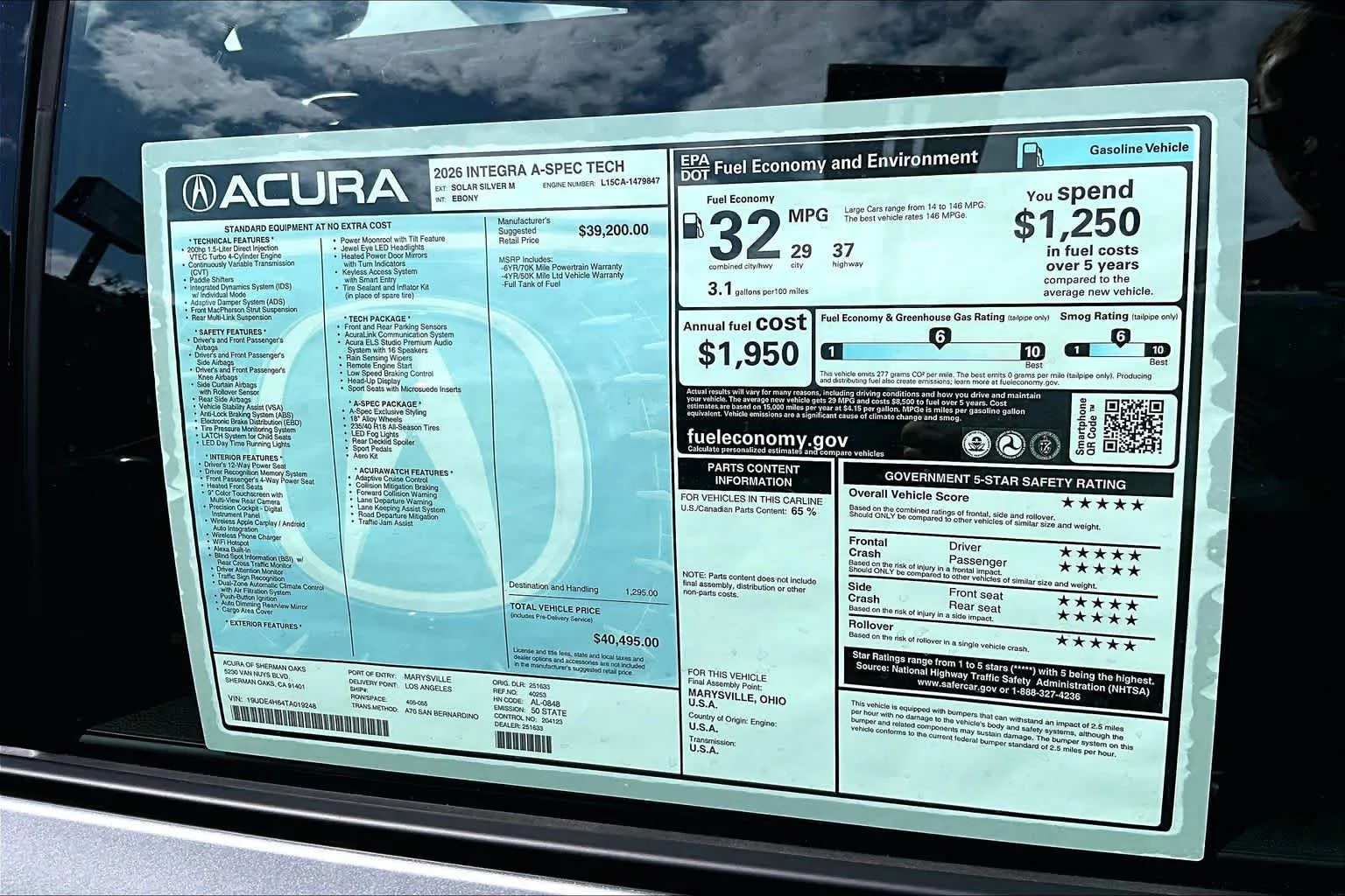 New 2026 Solar Silver Metallic Acura w/A-Spec Technology Package image 22