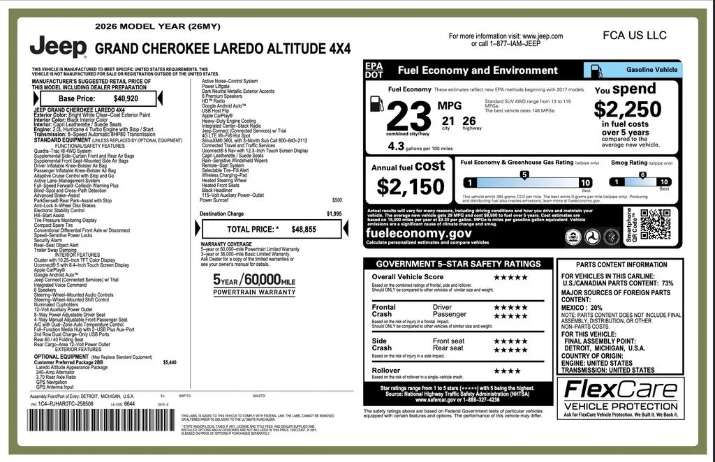 New 2026 Bright White Clear-Coat Exterior Paint Jeep Altitude image 2
