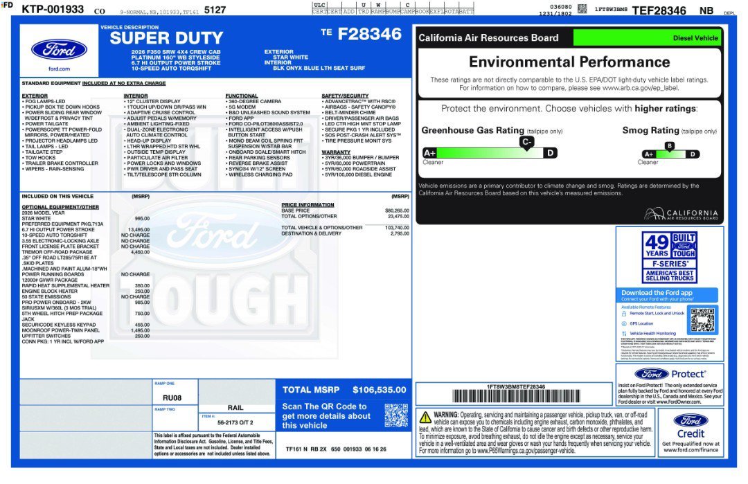 New 2026 Star White Metallic Tri-Coat Ford Platinum image 11