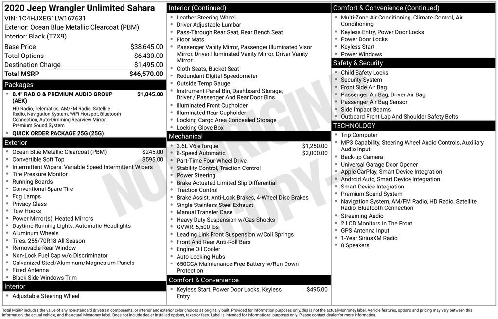 Used 2020 Blue Jeep Unlimited Sahara image 39