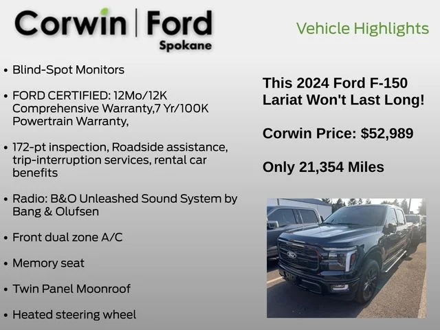 Used 2024 Agate Black Metallic Ford Lariat image 15