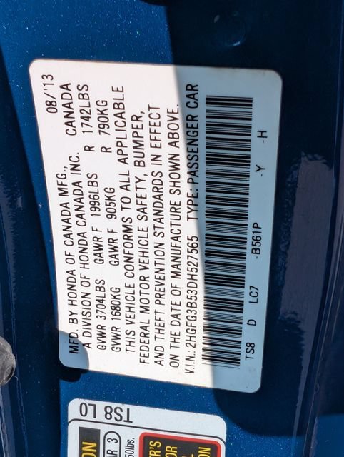 Used 2013 Dyno Blue Pearl Honda LX image 10