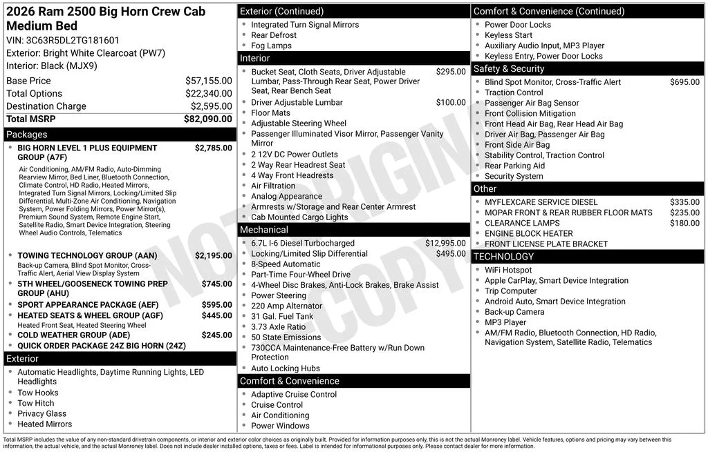 New 2026 Bright White Clear-Coat Exterior Paint Ram Big Horn image 7