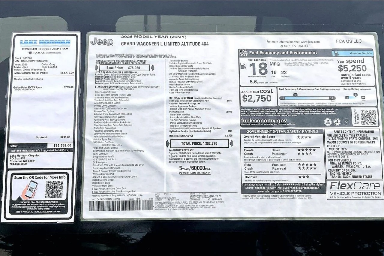 New 2026 Baltic-Gray Metallic Clear-Coat Exterior Paint Jeep Limited Altitude image 40