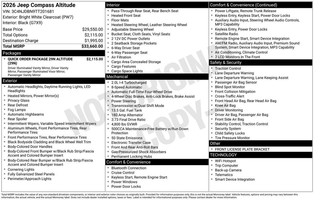 New 2026 Bright White Clear-Coat Exterior Paint Jeep Latitude image 22