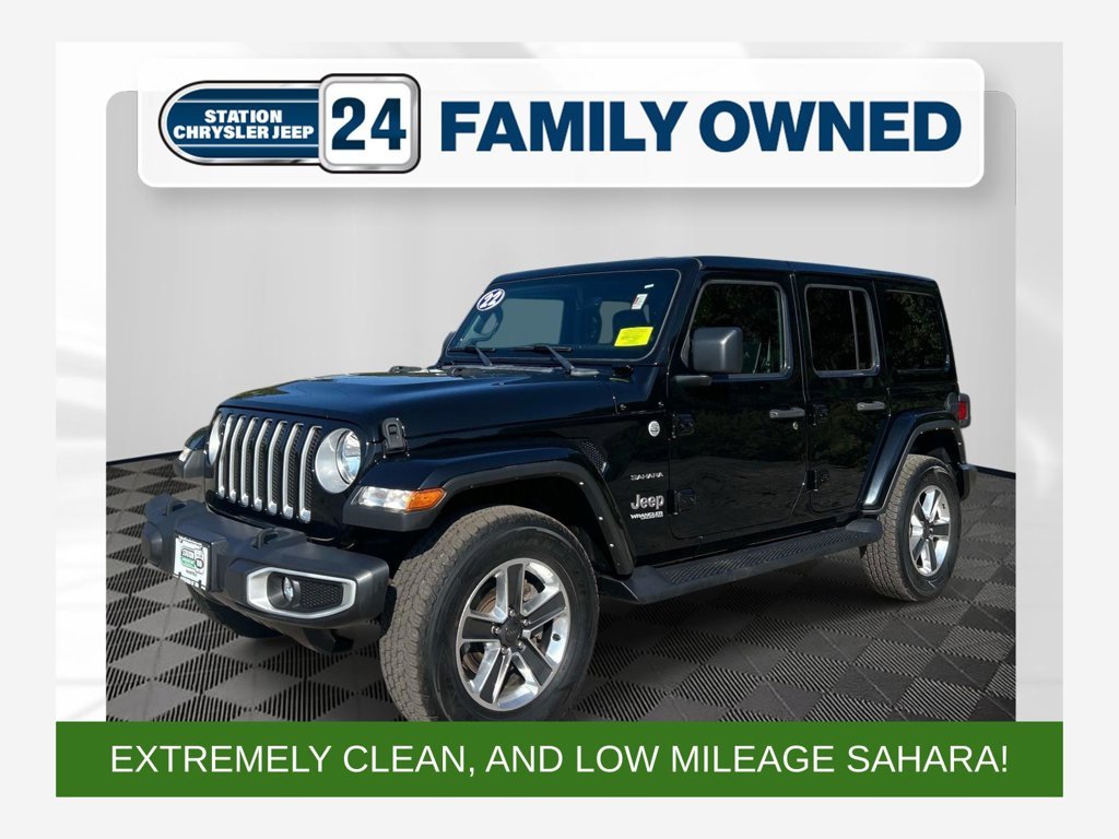 Used 2022 Black Jeep Unlimited Sahara image 1