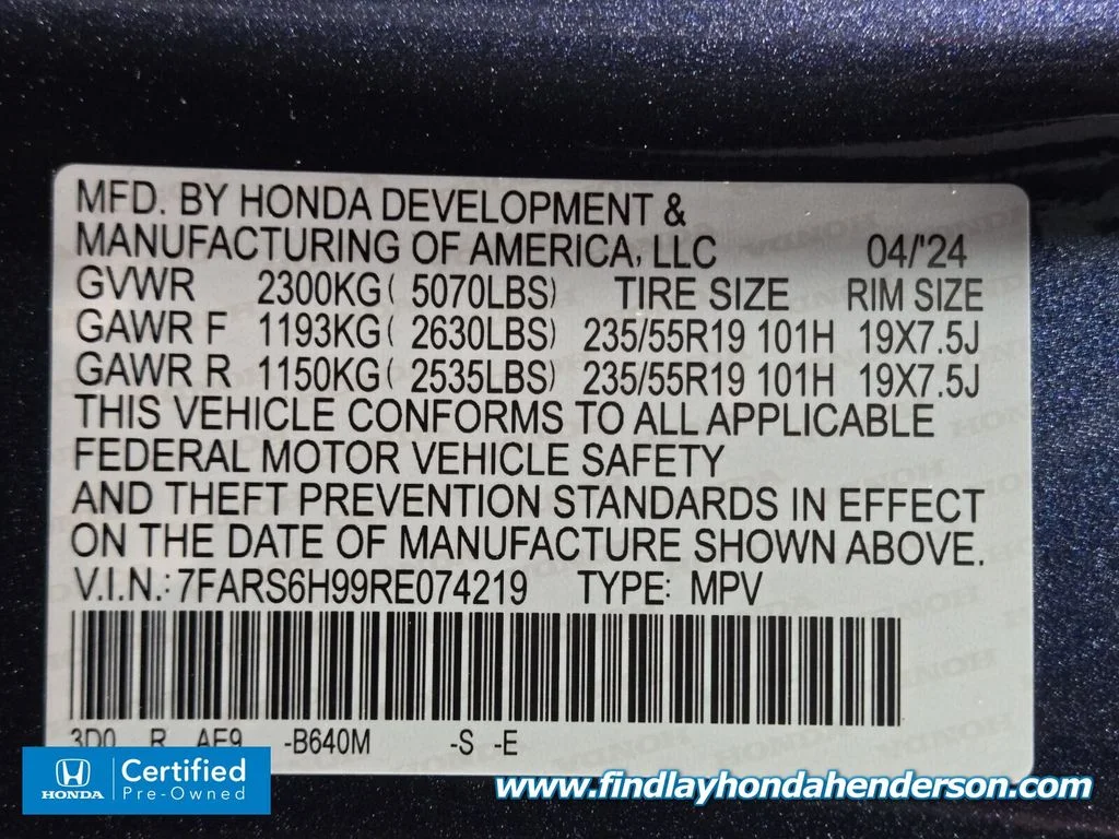 Certified Used 2024 Canyon River Blue Metallic Honda Sport Touring image 14