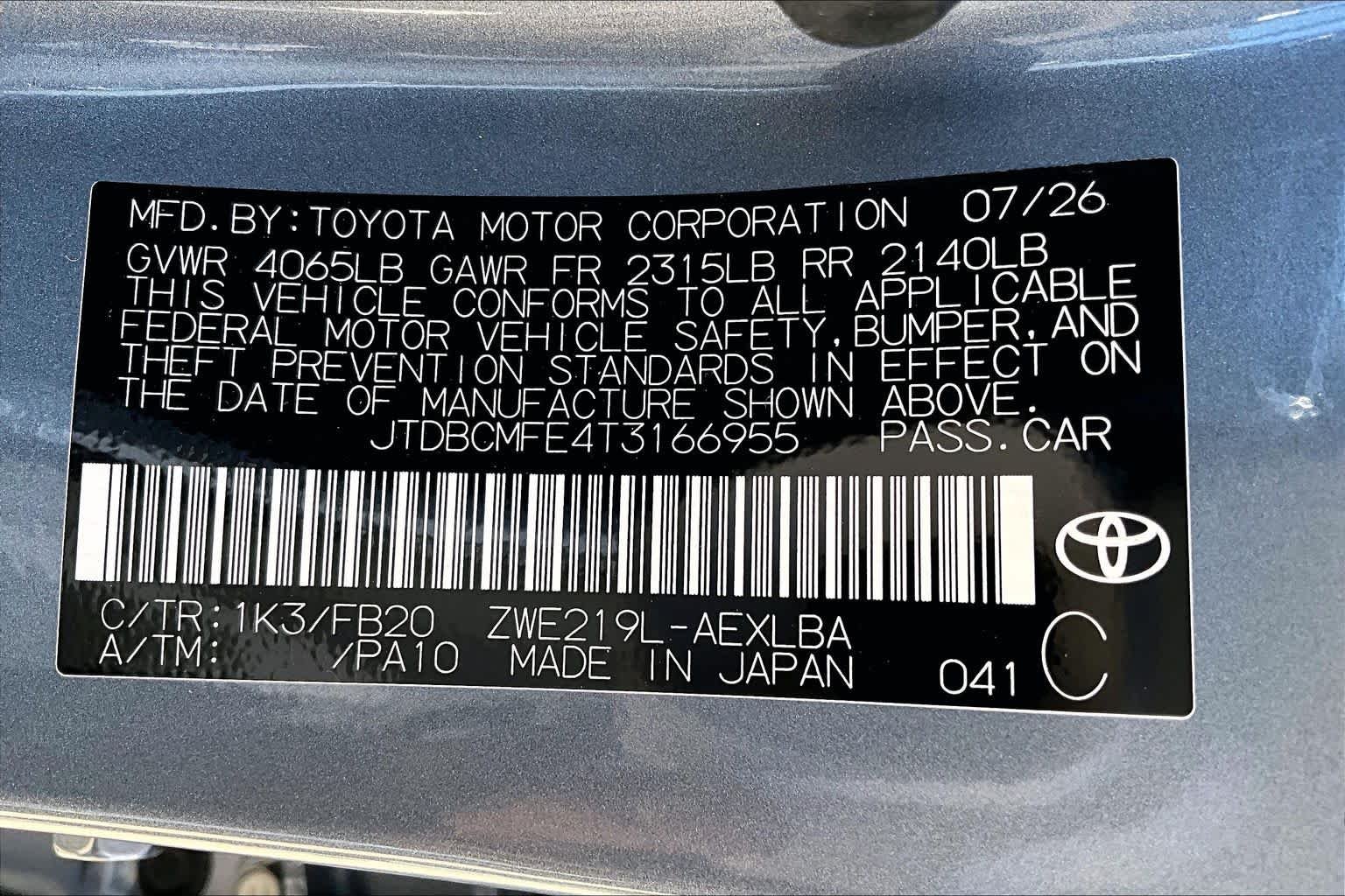New 2026 Celestite Toyota Hybrid LE image 19