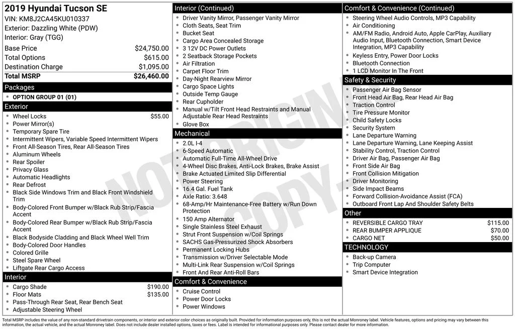 Used 2019 White Hyundai SE image 6