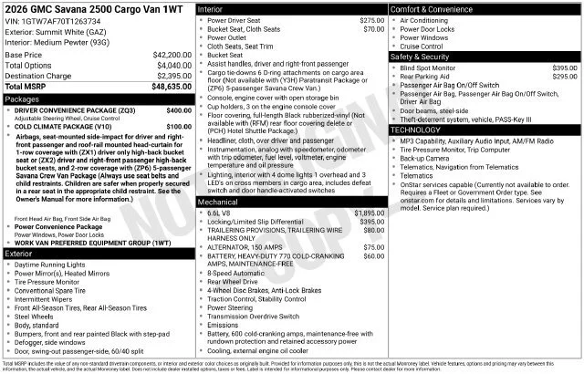 New 2026 Summit White GMC Work Van image 1