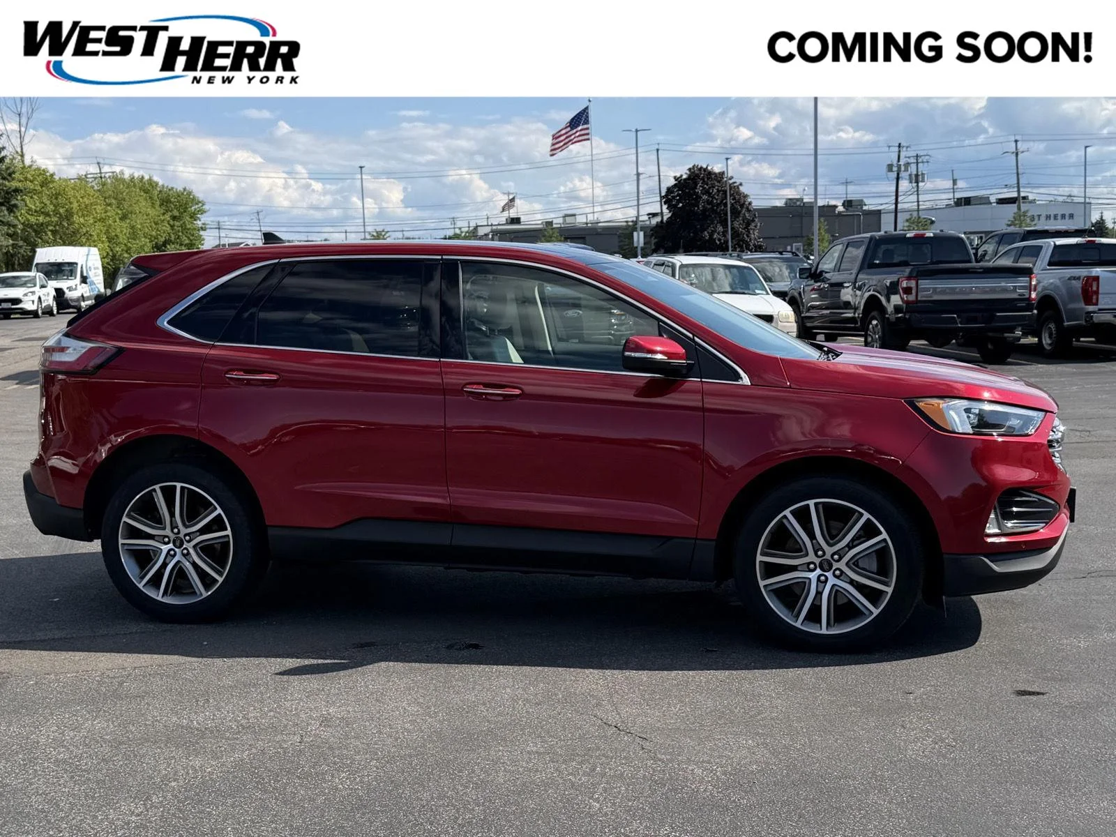 Used 2023 Rapid Red Metallic Tinted Clearcoat Ford Titanium image 1