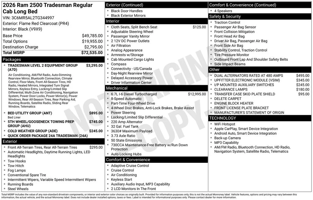 New 2026 Flame Red Clear-Coat Exterior Paint RAM Tradesman image 6