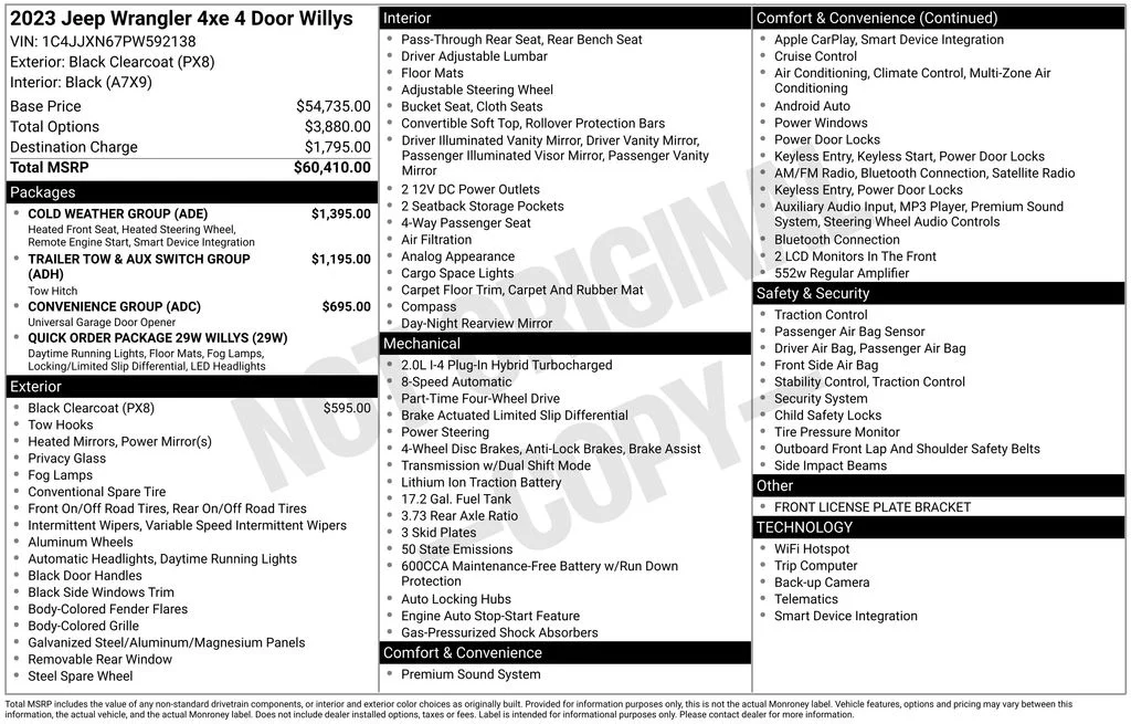 Certified Used 2023 Black Jeep Willys 4xe image 7