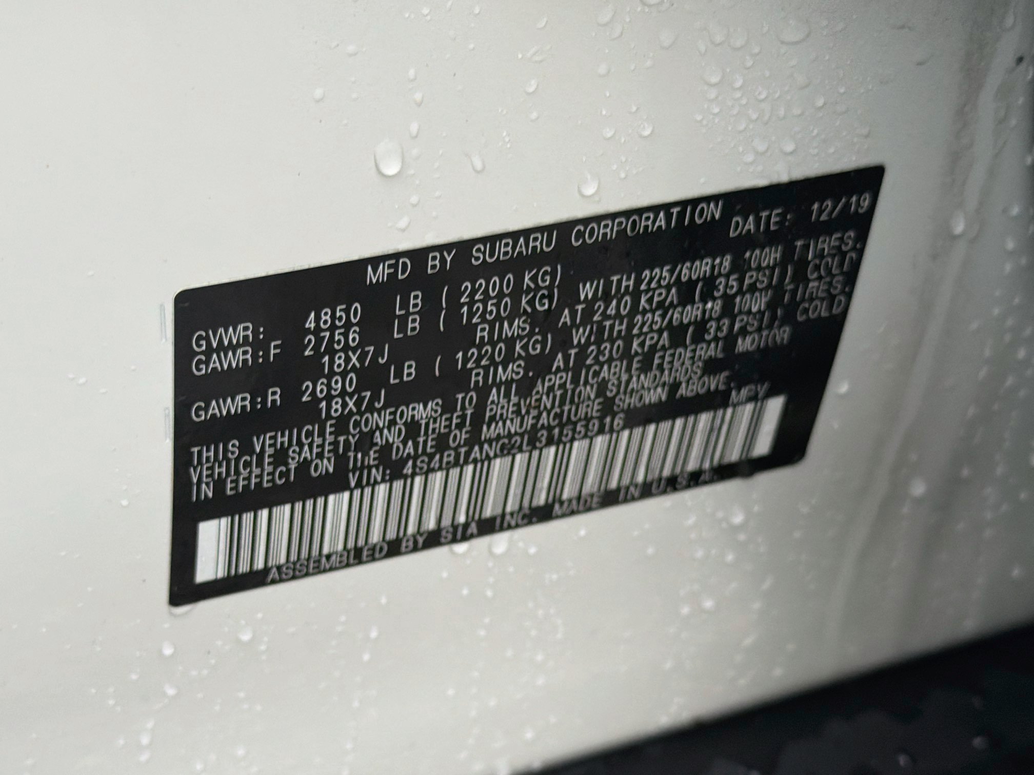 Used 2020 Crystal White Pearl Subaru Limited image 45