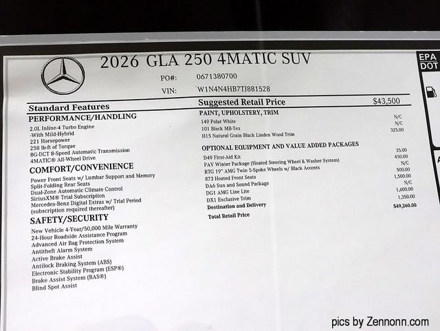 New 2026 Polar White Mercedes-Benz GLA 250 image 25