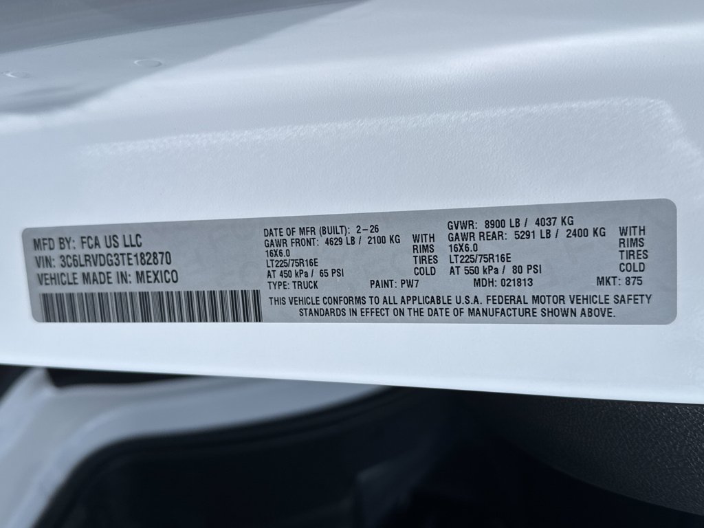 New 2026 Bright White Clear-Coat Exterior Paint RAM Tradesman image 36