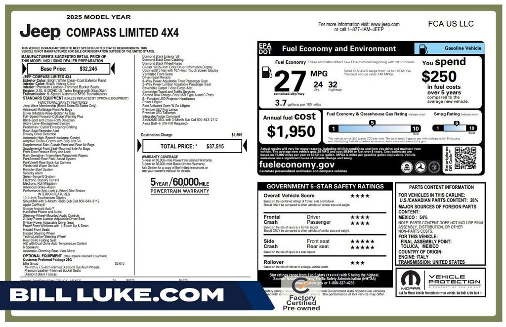 Certified Used 2025 White Jeep Limited image 1