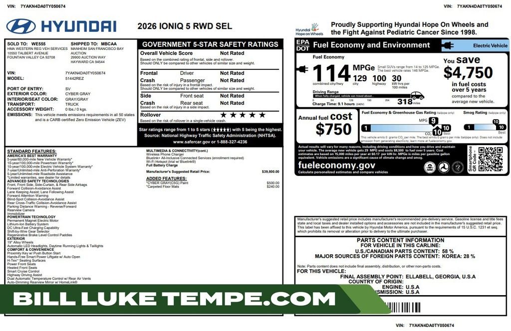 Used 2026 Cyber Gray Hyundai SEL image 1
