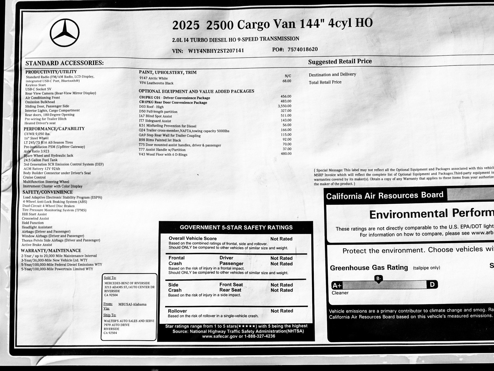 New 2025 Arctic White Mercedes-Benz 2500 Standard Roof I4 Diesel HO 144 RWD image 23
