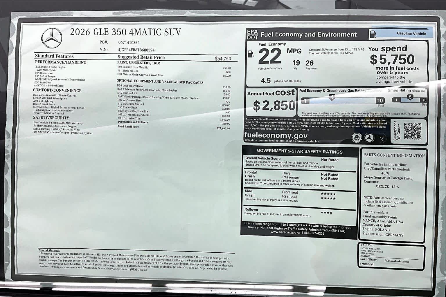 New 2026 Selenite Grey Metallic Mercedes-Benz GLE 350 image 25