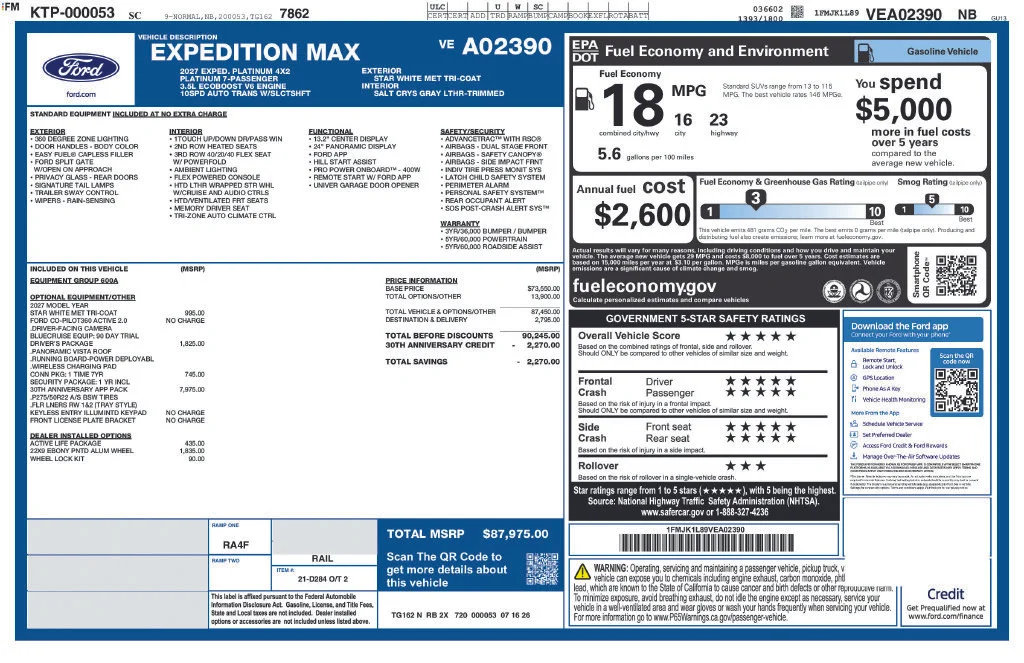 New 2027 Star White Metallic Tri-Coat Ford MAX Platinum image 43
