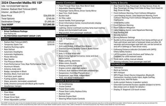 Used 2024 Radiant Red Tintcoat Chevrolet RS image 9