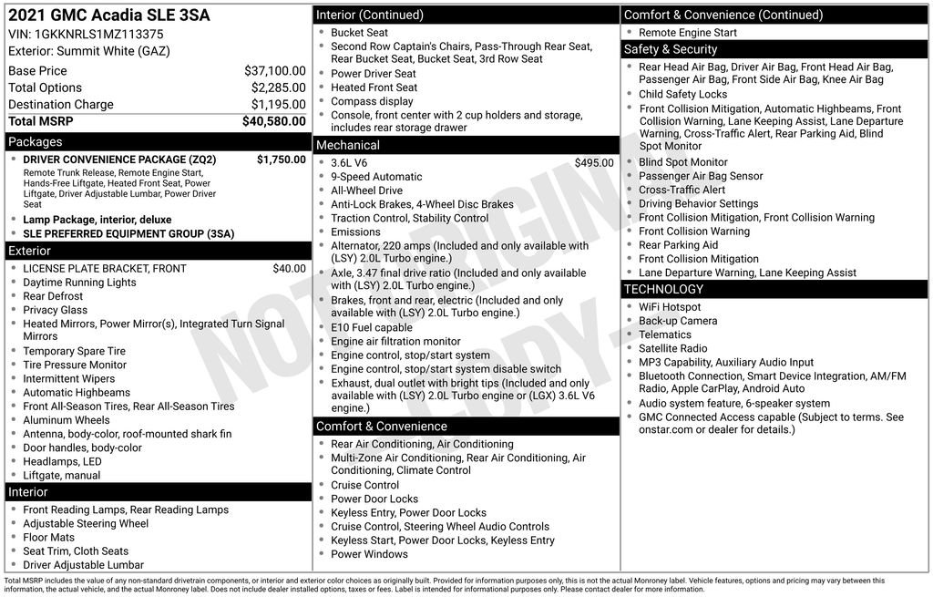 Used 2021 White GMC SLE image 2