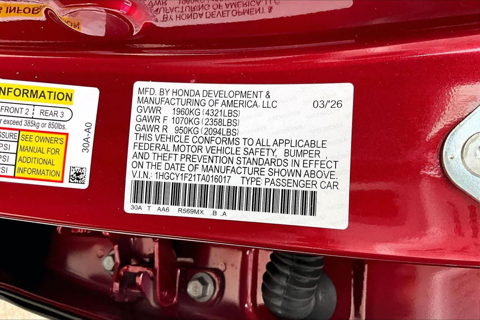 Used 2026 Radiant Red Metallic Honda LX image 21