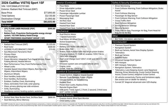 Used 2026 Radiant Red Tintcoat CADILLAC Sport image 33
