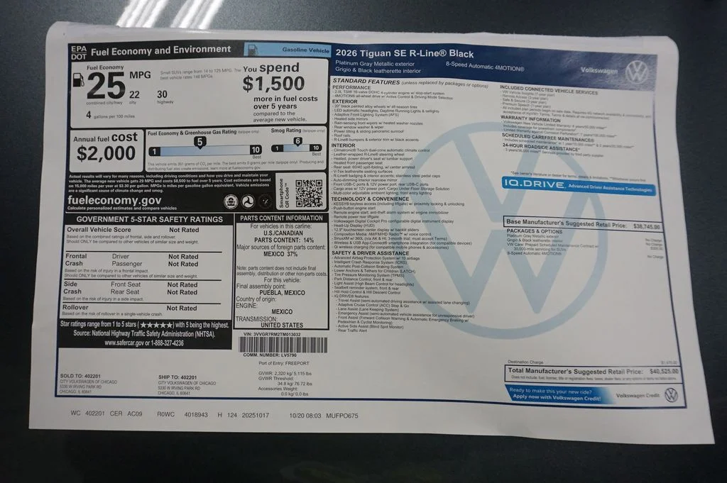 New 2026 Gray Volkswagen 2.0T SE R-Line Black image 10