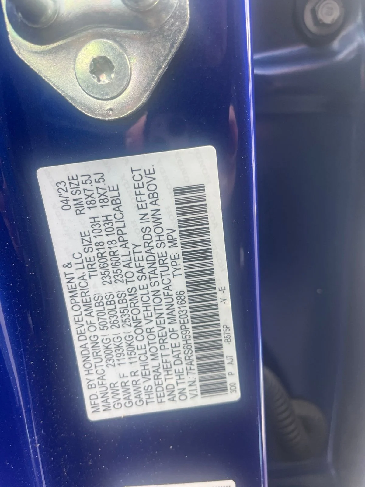 Certified Used 2023 Blue Honda Sport image 3