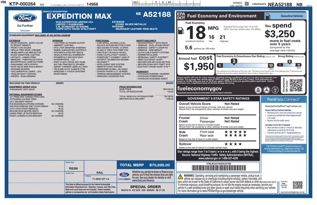 Used 2022 Silver Ford Limited image 5